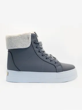 Grey High Top Fleece Lined Platform Trainers - Result: Grey Platform High Top Trainers with Fleece Lining