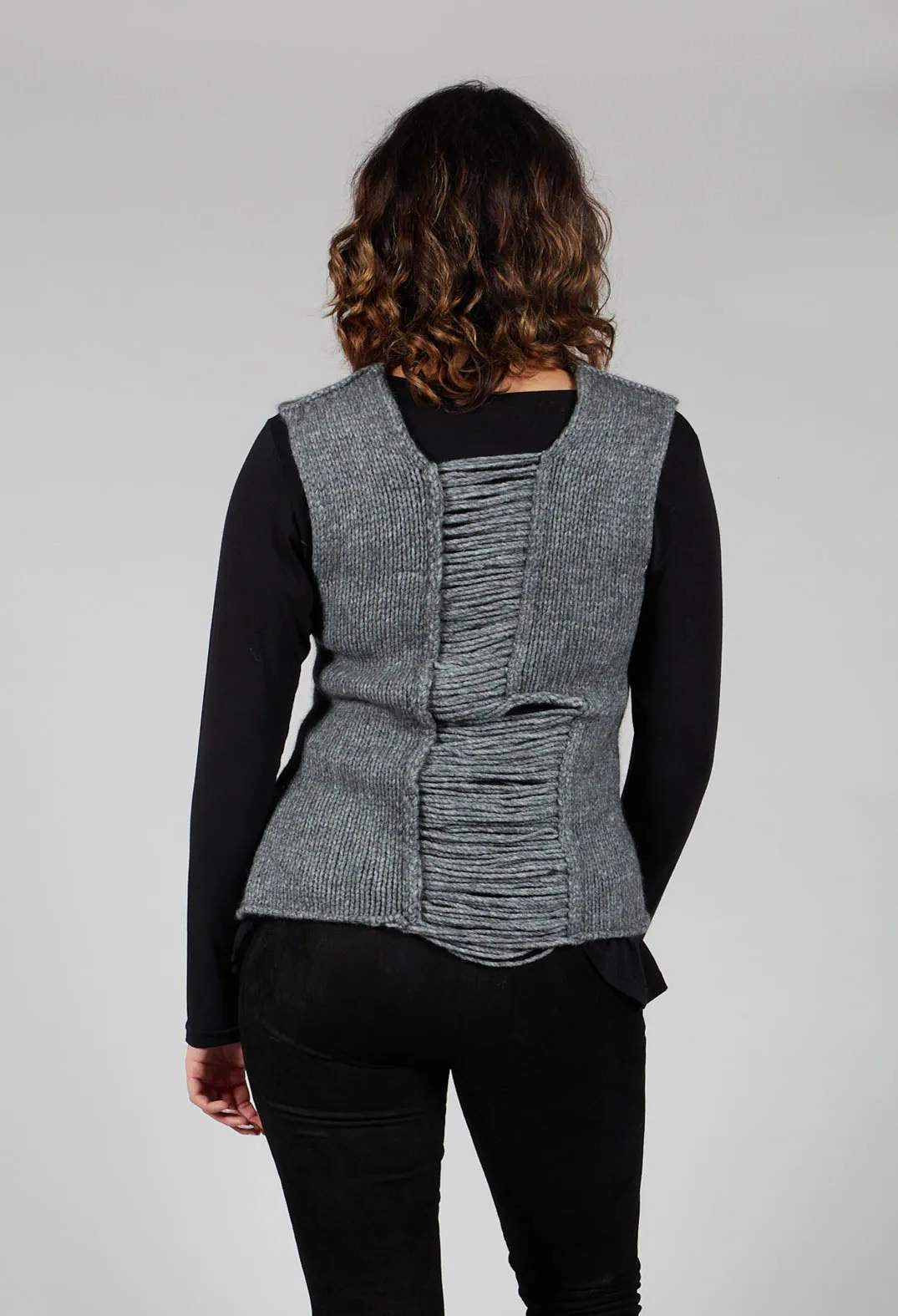 Grey Knitted Vest with Ladder Detail