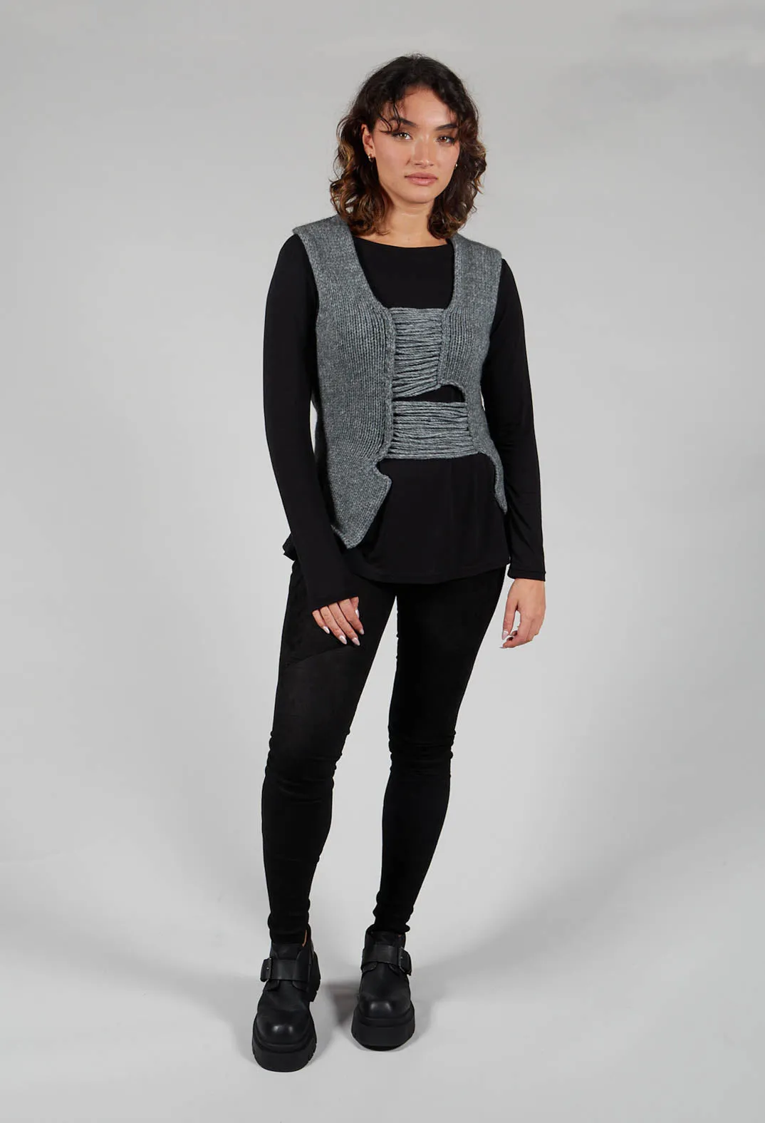 Grey Knitted Vest with Ladder Detail