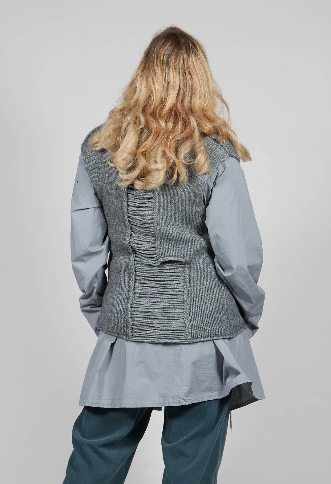 Grey Knitted Vest with Ladder Detail