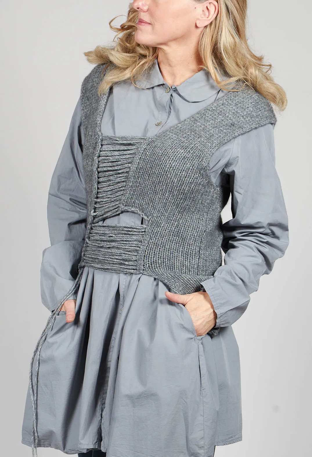 Grey Knitted Vest with Ladder Detail