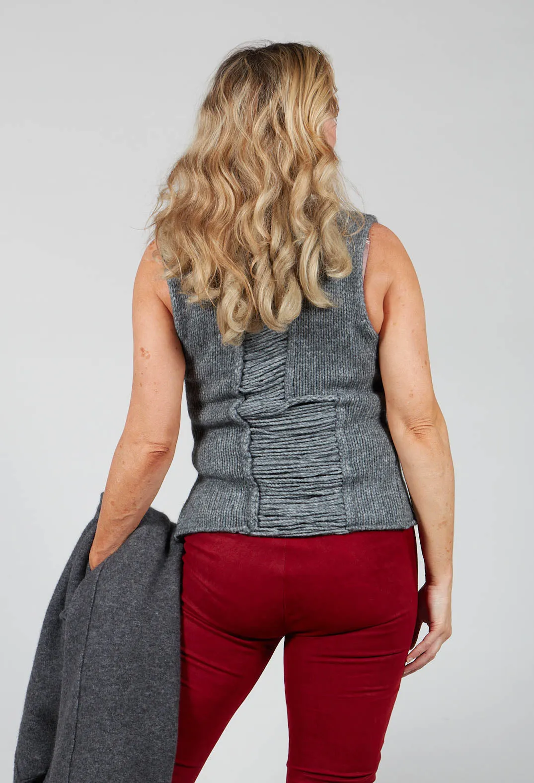 Grey Knitted Vest with Ladder Detail