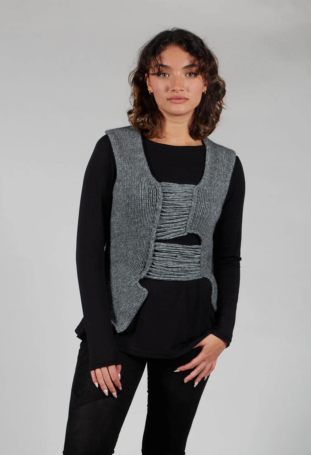 Grey Knitted Vest with Ladder Detail