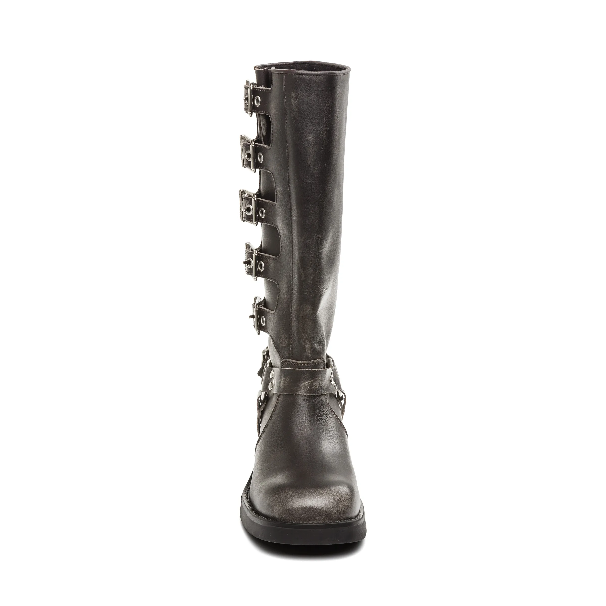 Grey Leather Battle Boot