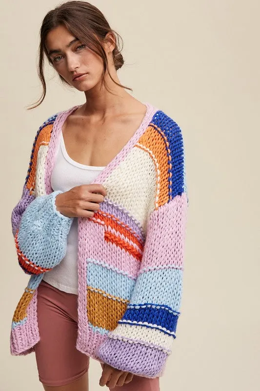 Hand-Knit Multi Striped Cardigan by Jayden