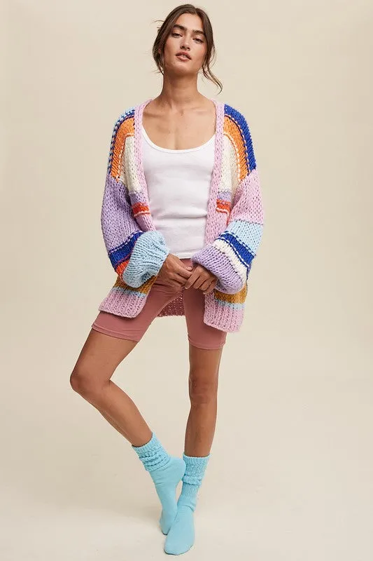 Hand-Knit Multi Striped Cardigan by Jayden