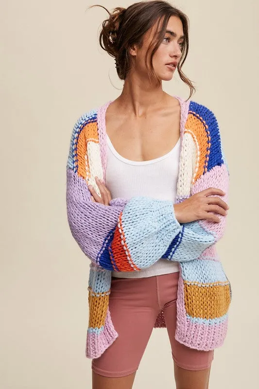 Hand-Knit Multi Striped Cardigan by Jayden