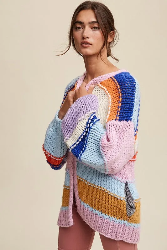 Hand-Knit Multi Striped Cardigan by Jayden