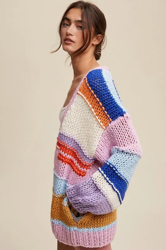 Hand-Knit Multi Striped Cardigan by Jayden