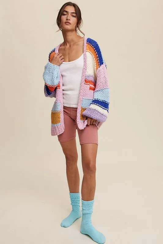 Hand-Knit Multi Striped Cardigan by Jayden