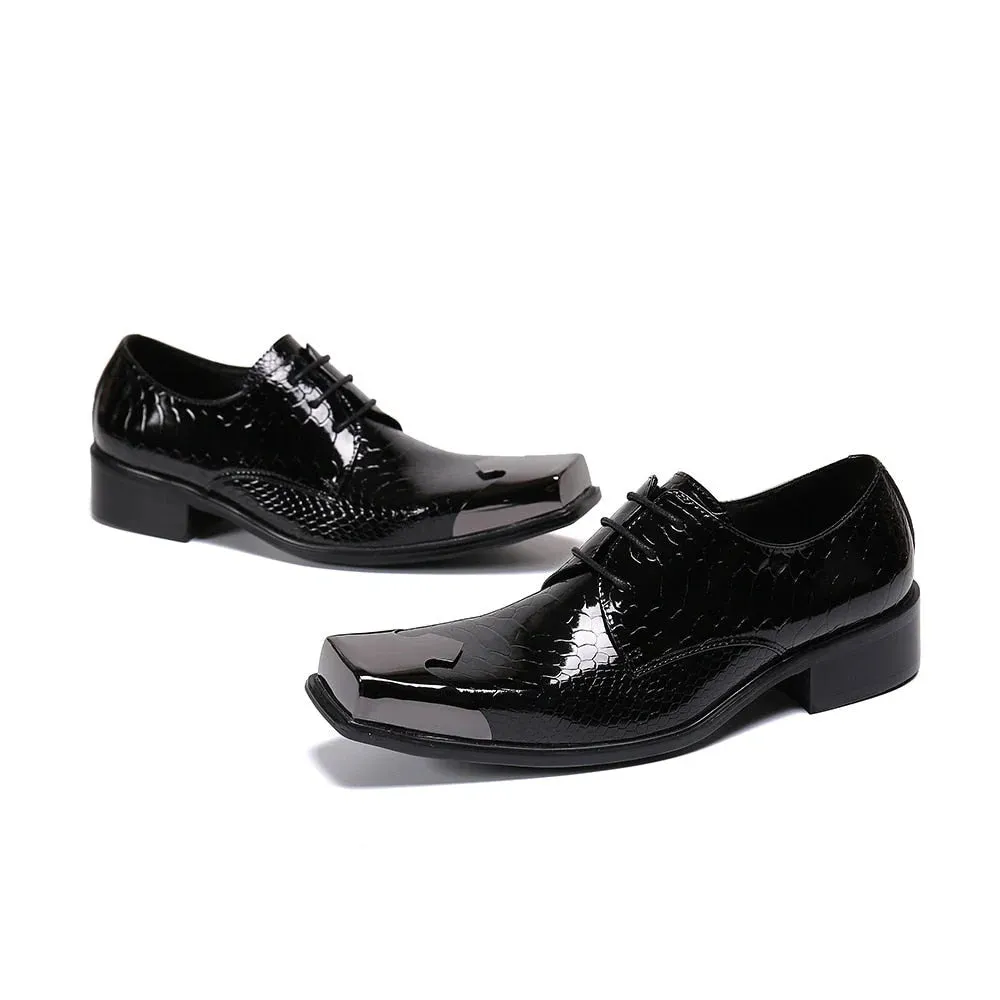 Handcrafted leather oxford shoes with square metal toe - Shop now.