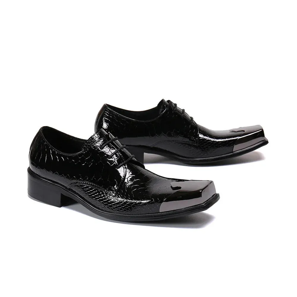 Handcrafted leather oxford shoes with square metal toe - Shop now.