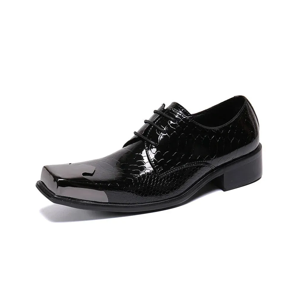 Handcrafted leather oxford shoes with square metal toe - Shop now.