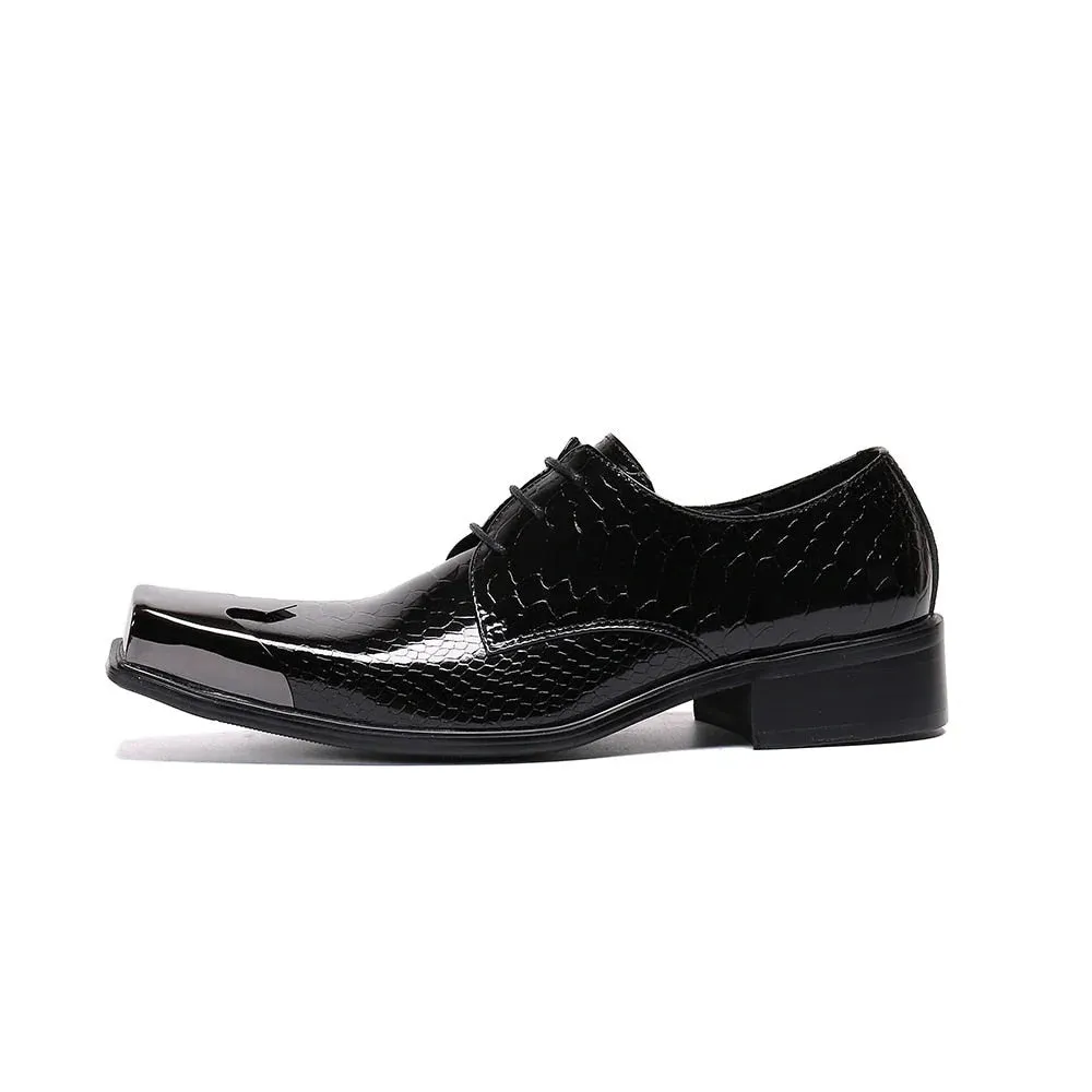 Handcrafted leather oxford shoes with square metal toe - Shop now.