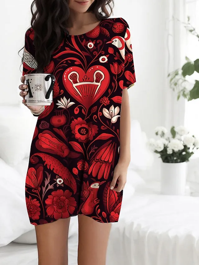 Heart Print Fleece Nightgown Set with Hooded Cardigan