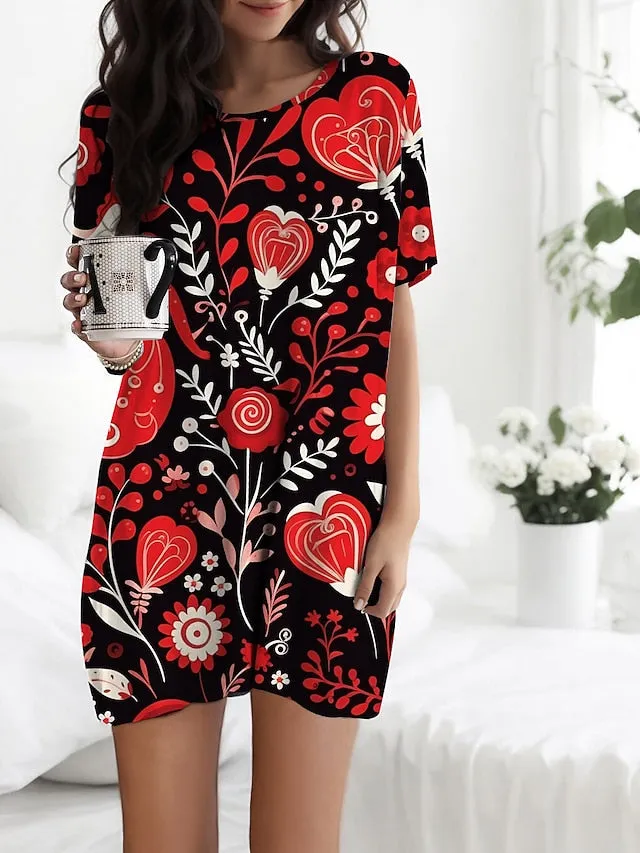 Heart Print Fleece Nightgown Set with Hooded Cardigan