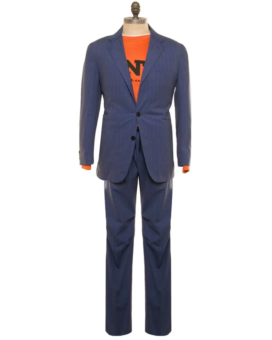 High-tech blue pinstripe suit