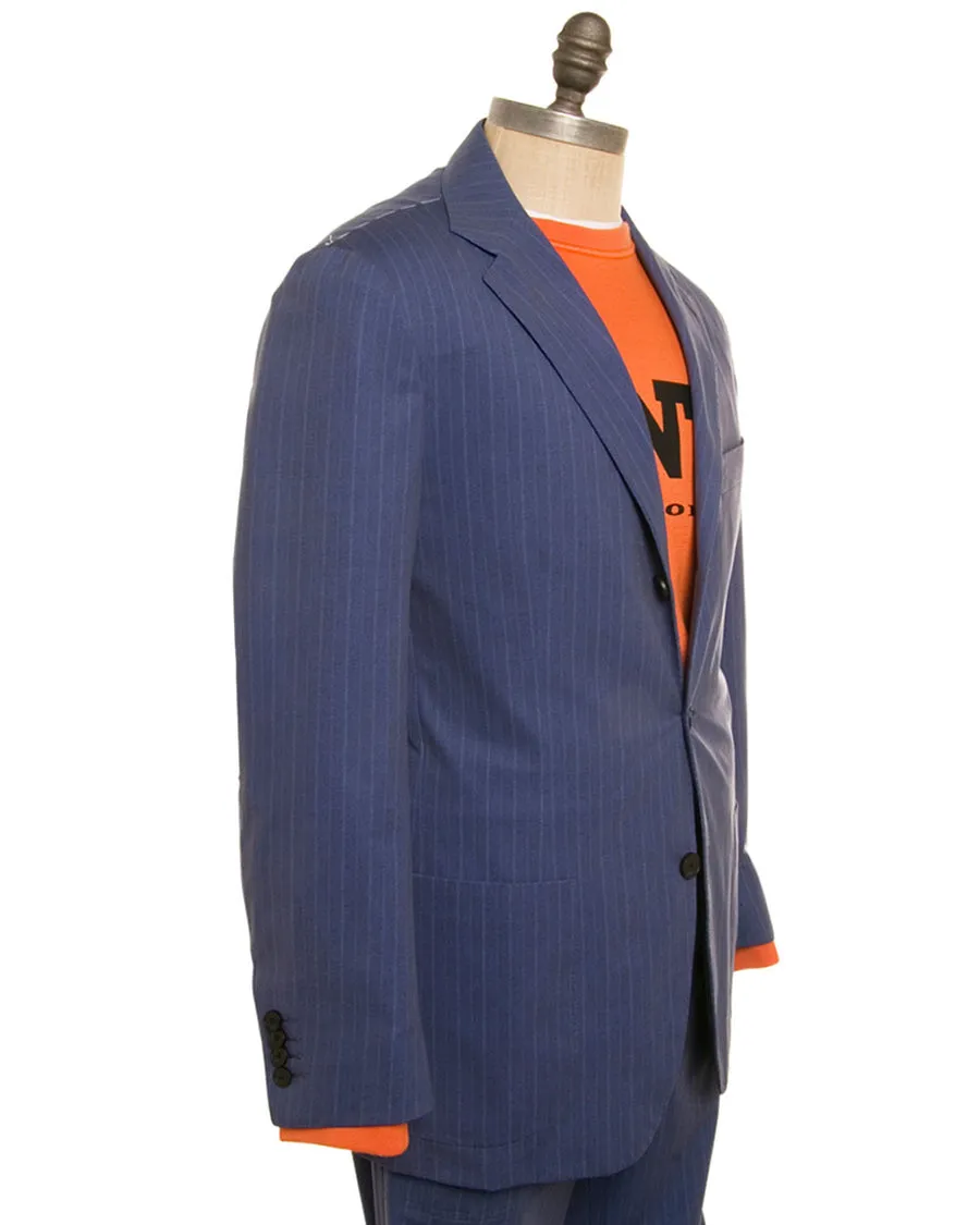 High-tech blue pinstripe suit