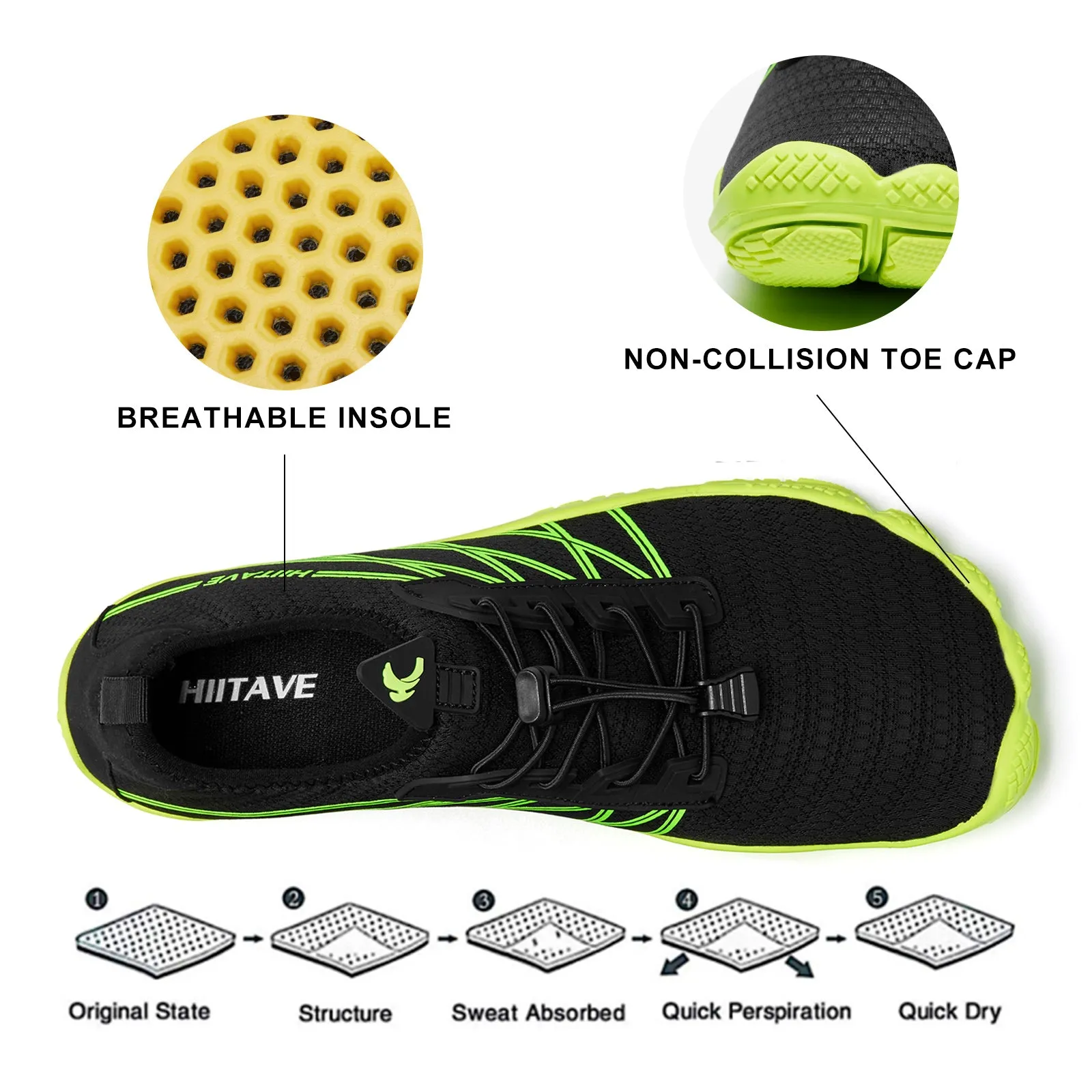 Hiitave Men Barefoot Water Shoes Aqua Socks - Quick Dry for Outdoor Sport, Hiking, Swimming, Surfing - Beach Footwear