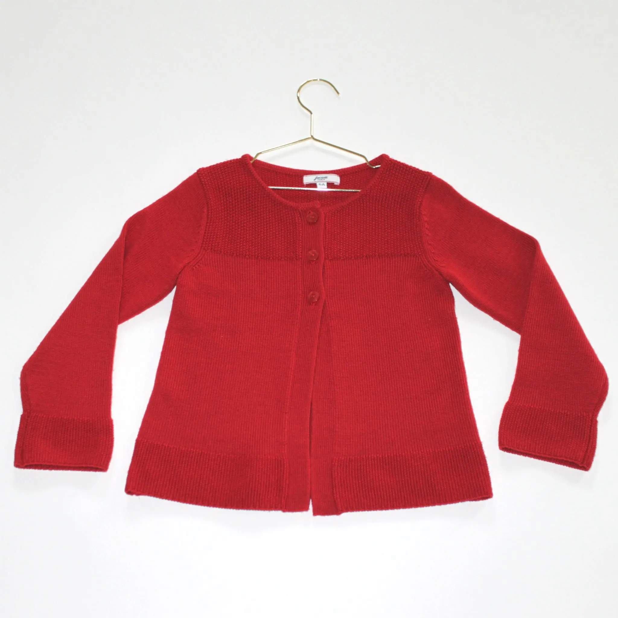 Jacadi Girls Red Wool Cardigan: Size 6