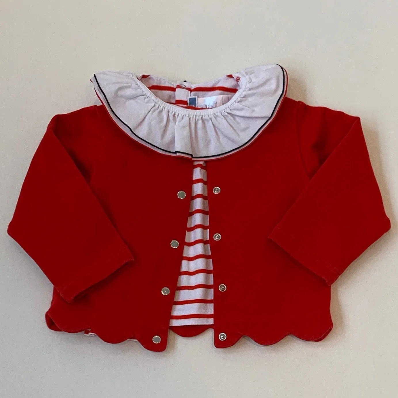 Jacadi Red White Stripe Top Collar 24 Months