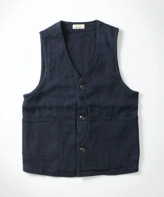 Japanese Indigo Sashiko Hunting Vest