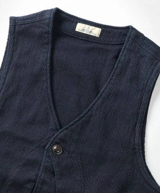 Japanese Indigo Sashiko Hunting Vest