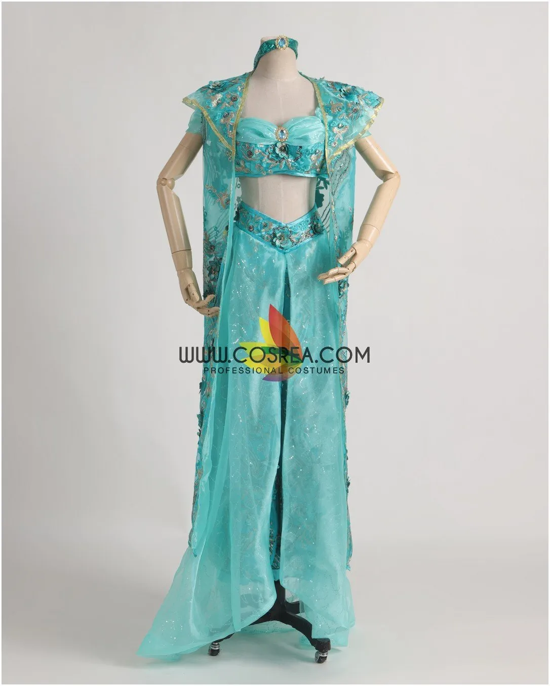 Jasmine Costume - Embroidered Princess Outfit with Cape