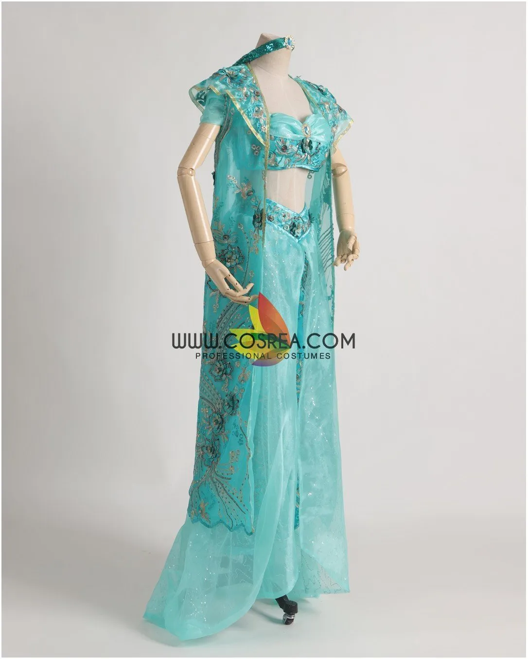 Jasmine Costume - Embroidered Princess Outfit with Cape