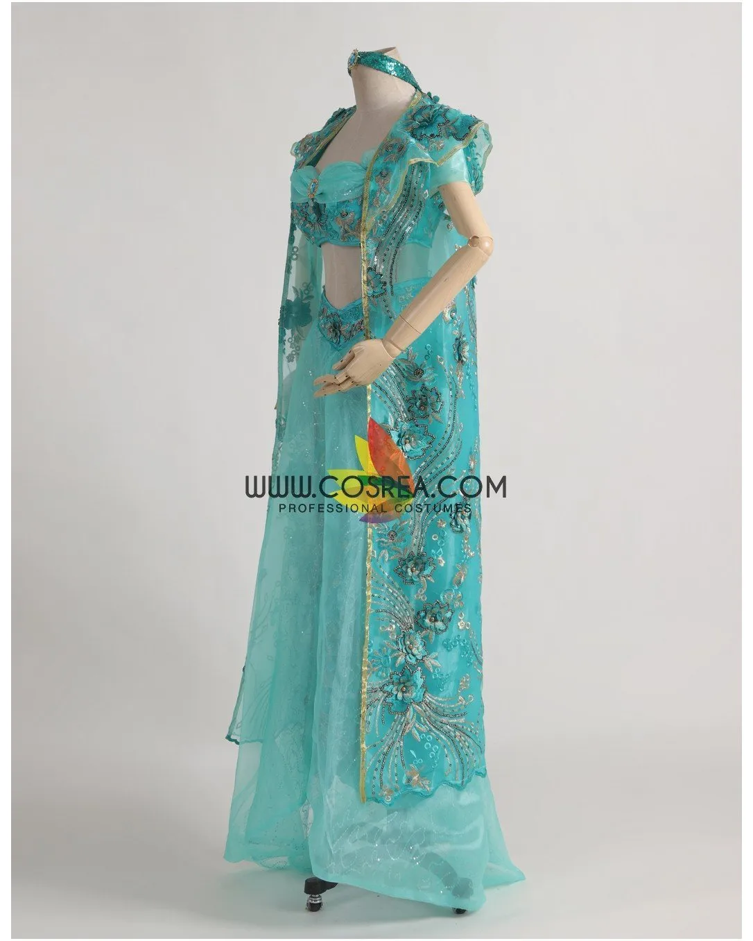 Jasmine Costume - Embroidered Princess Outfit with Cape