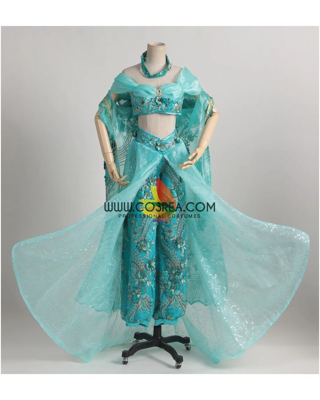 Jasmine Costume - Embroidered Princess Outfit with Cape