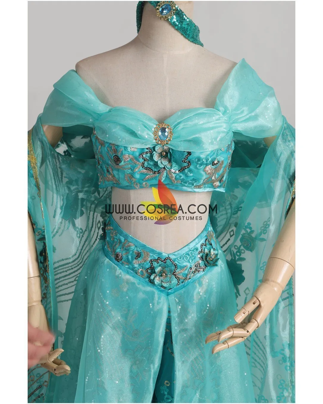 Jasmine Costume - Embroidered Princess Outfit with Cape