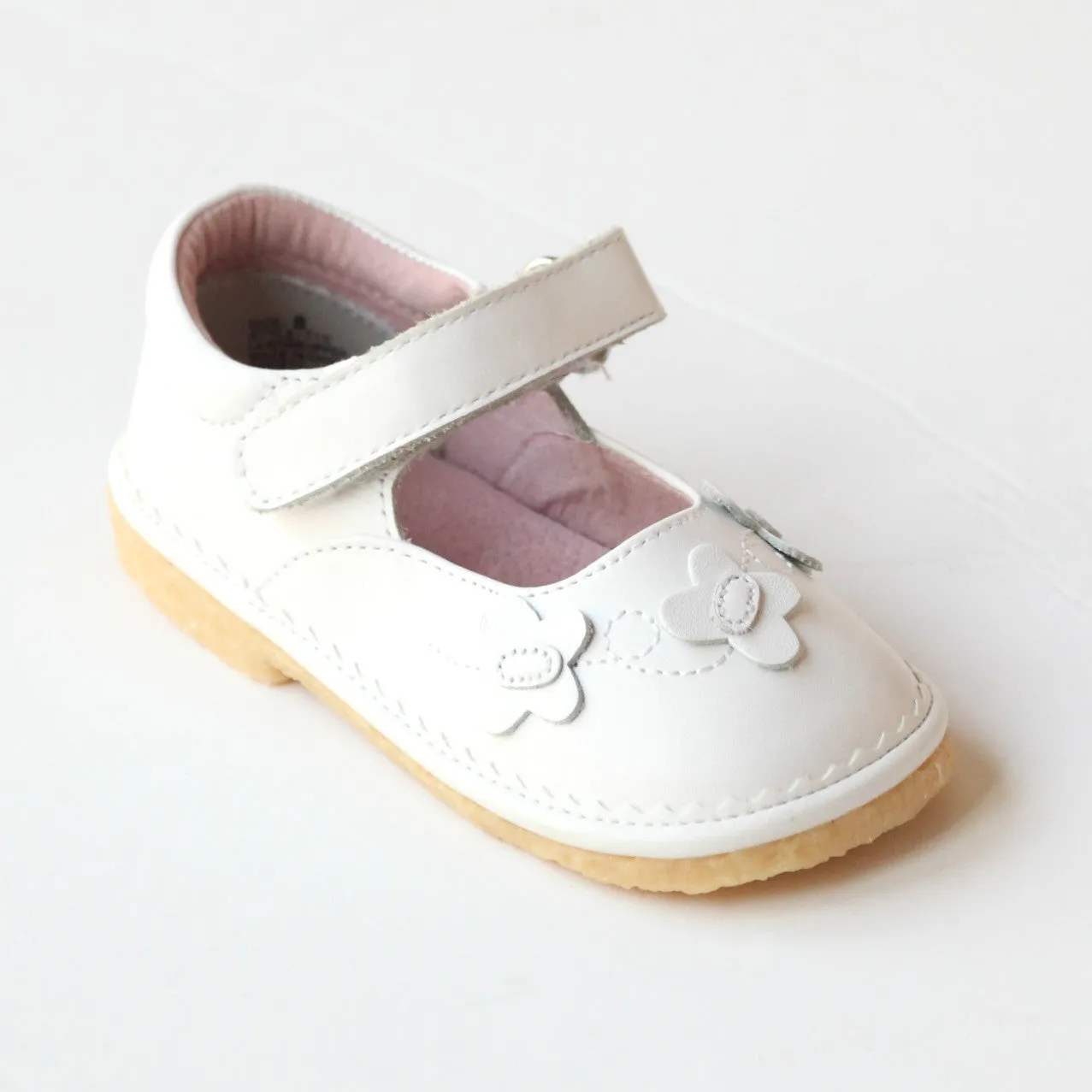 L'Amour Girls 710 White Leather Butterfly Mary Janes: Buy Now!