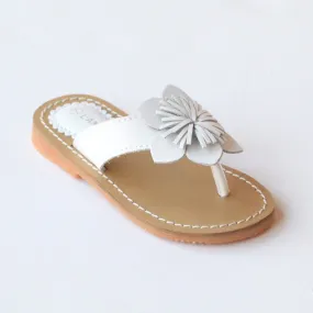 L'Amour Girls White Flower Thong Sandals