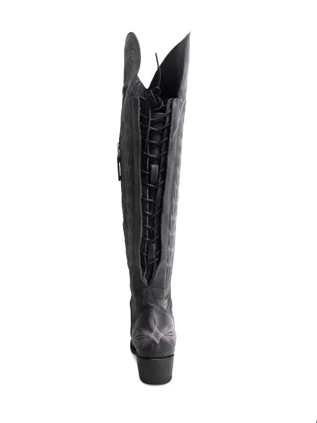 Lane Black Distressed Over-the-Knee Womens Lexington Boots