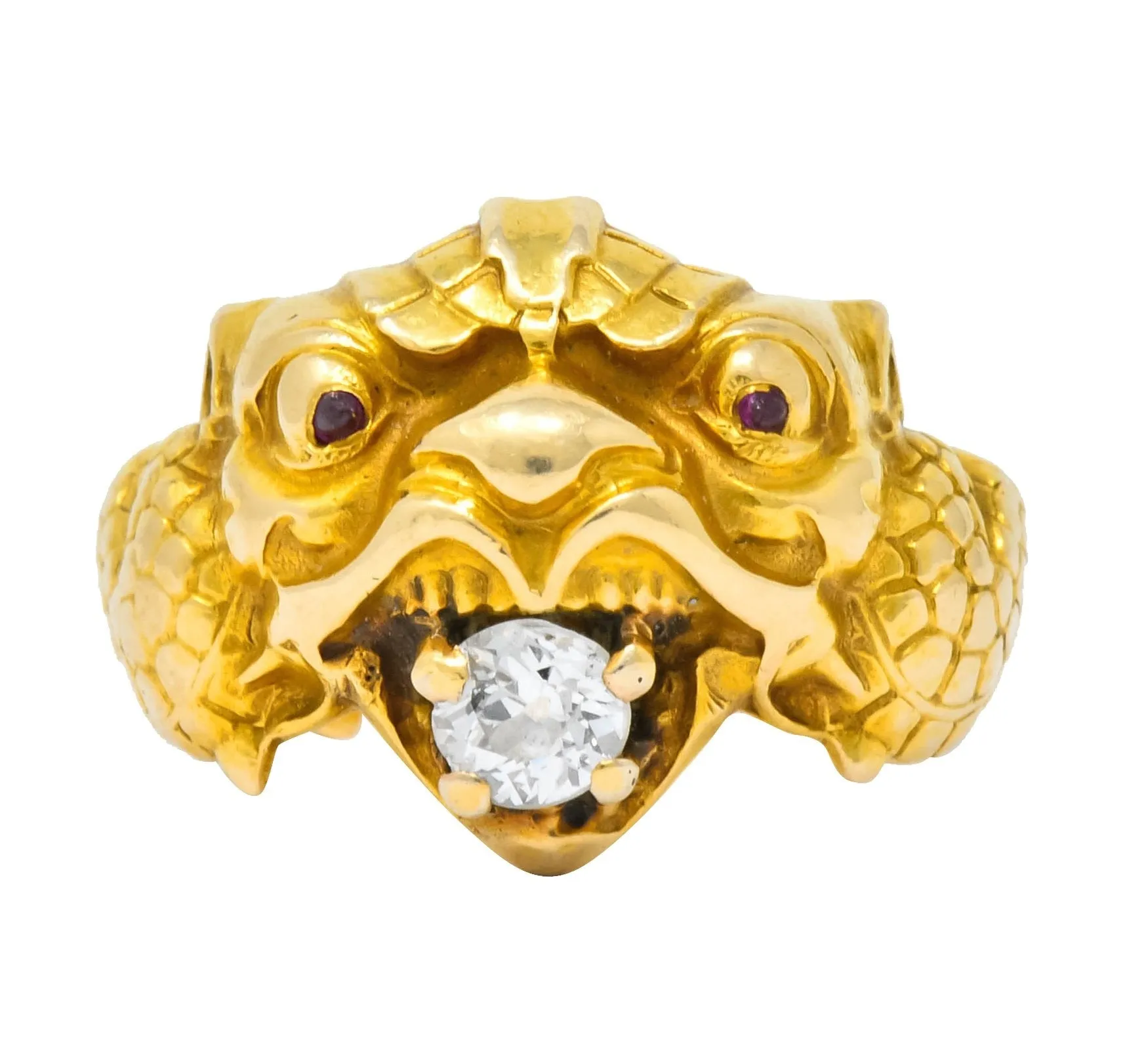 Larter & Sons Art Nouveau Diamond 14 Karat Gold Sea Creature Ring Circa 1890