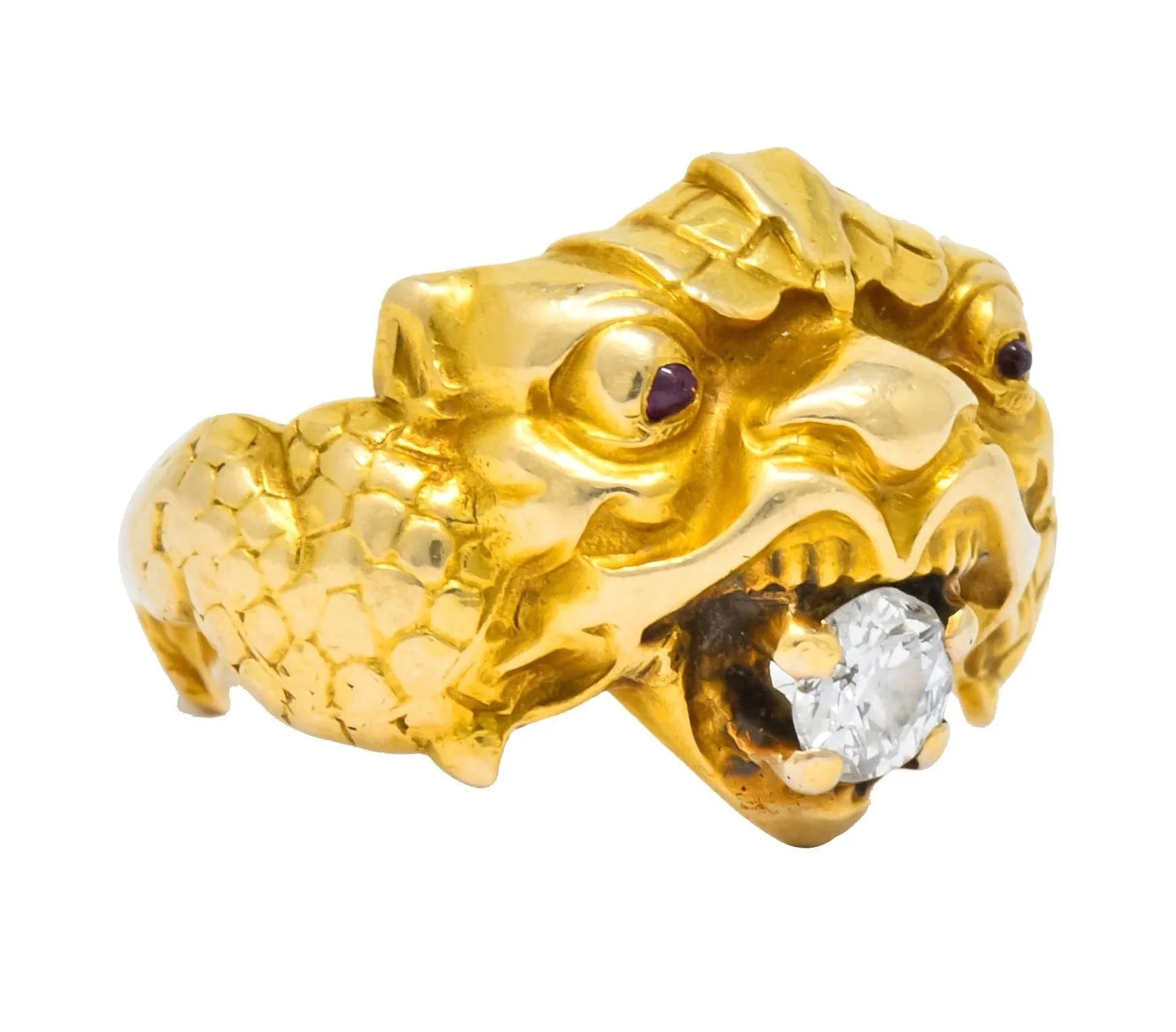 Larter & Sons Art Nouveau Diamond 14 Karat Gold Sea Creature Ring Circa 1890