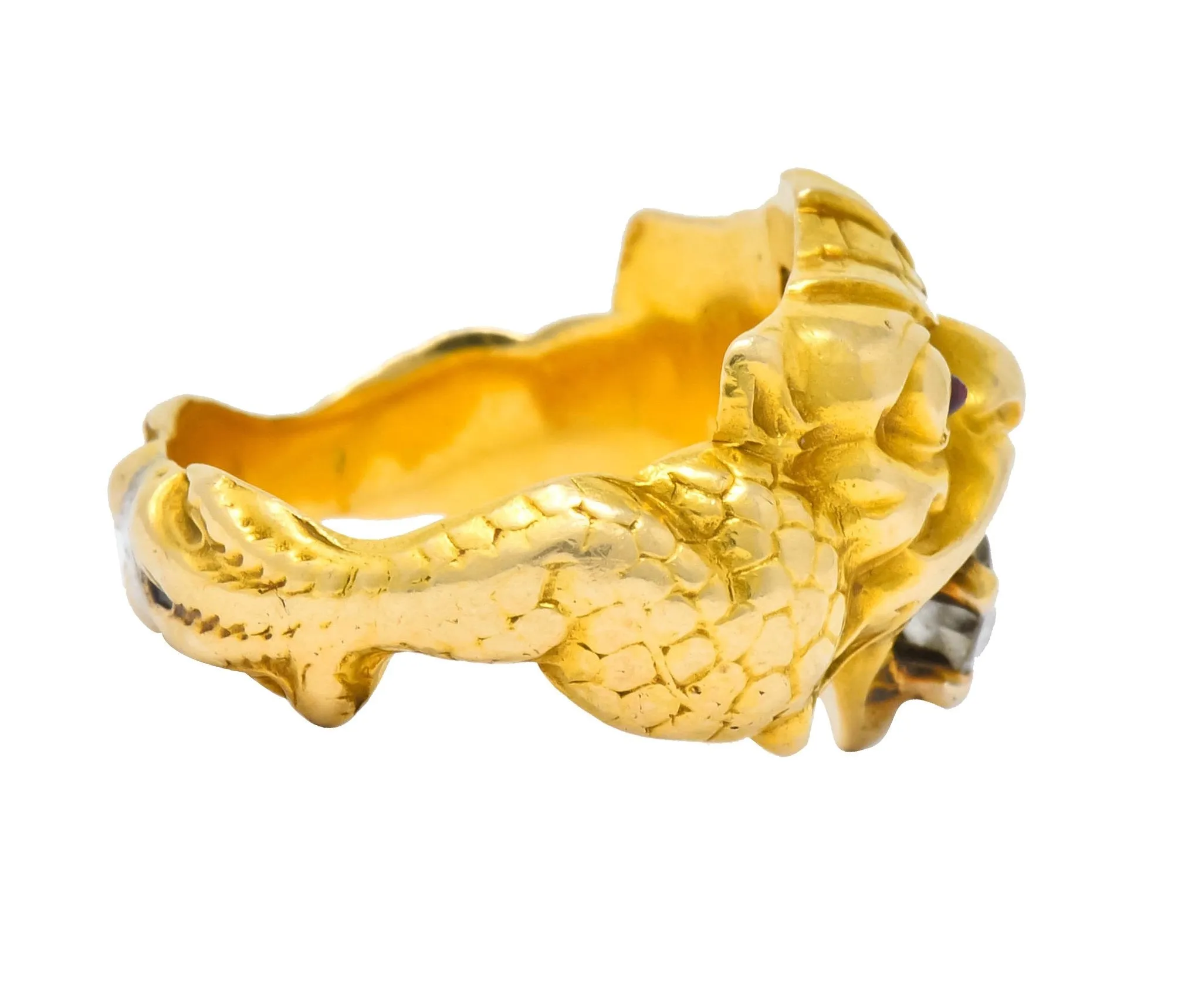 Larter & Sons Art Nouveau Diamond 14 Karat Gold Sea Creature Ring Circa 1890