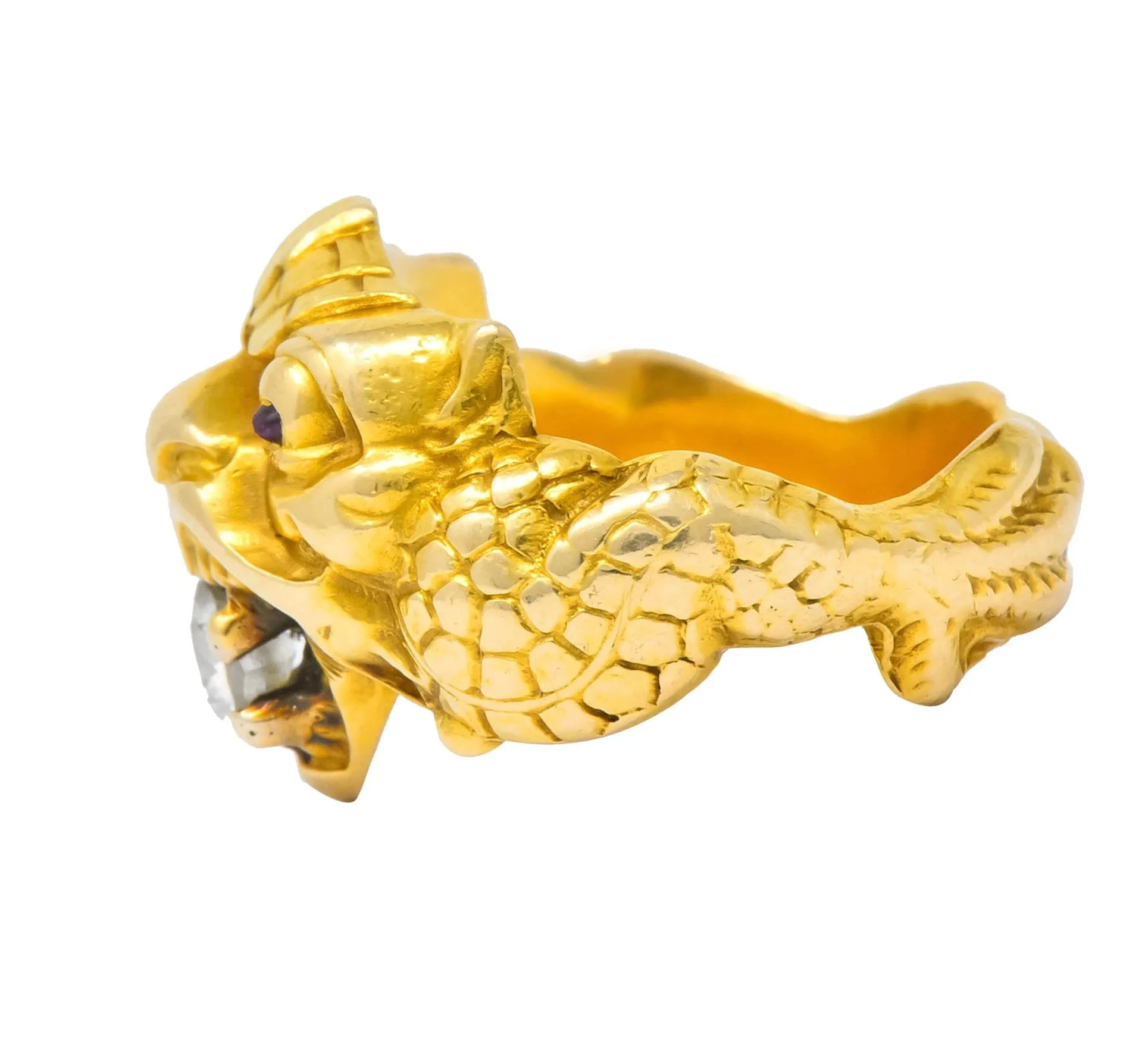 Larter & Sons Art Nouveau Diamond 14 Karat Gold Sea Creature Ring Circa 1890