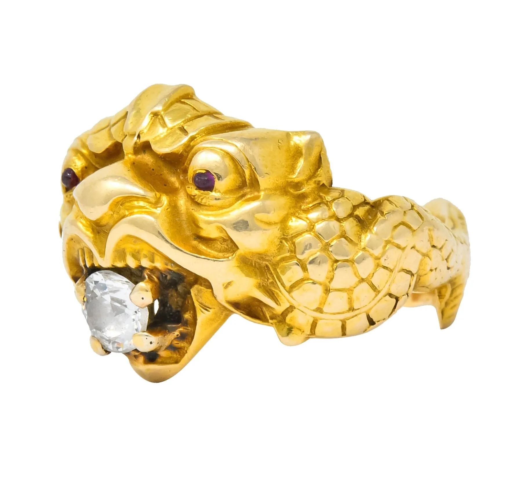 Larter & Sons Art Nouveau Diamond 14 Karat Gold Sea Creature Ring Circa 1890