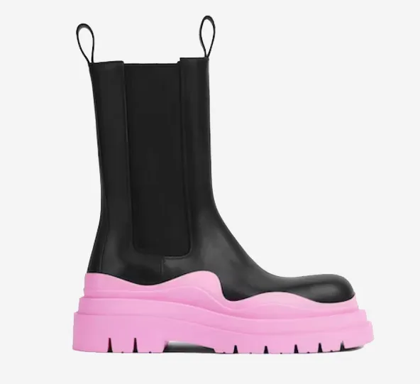 leather pink high boot tire.