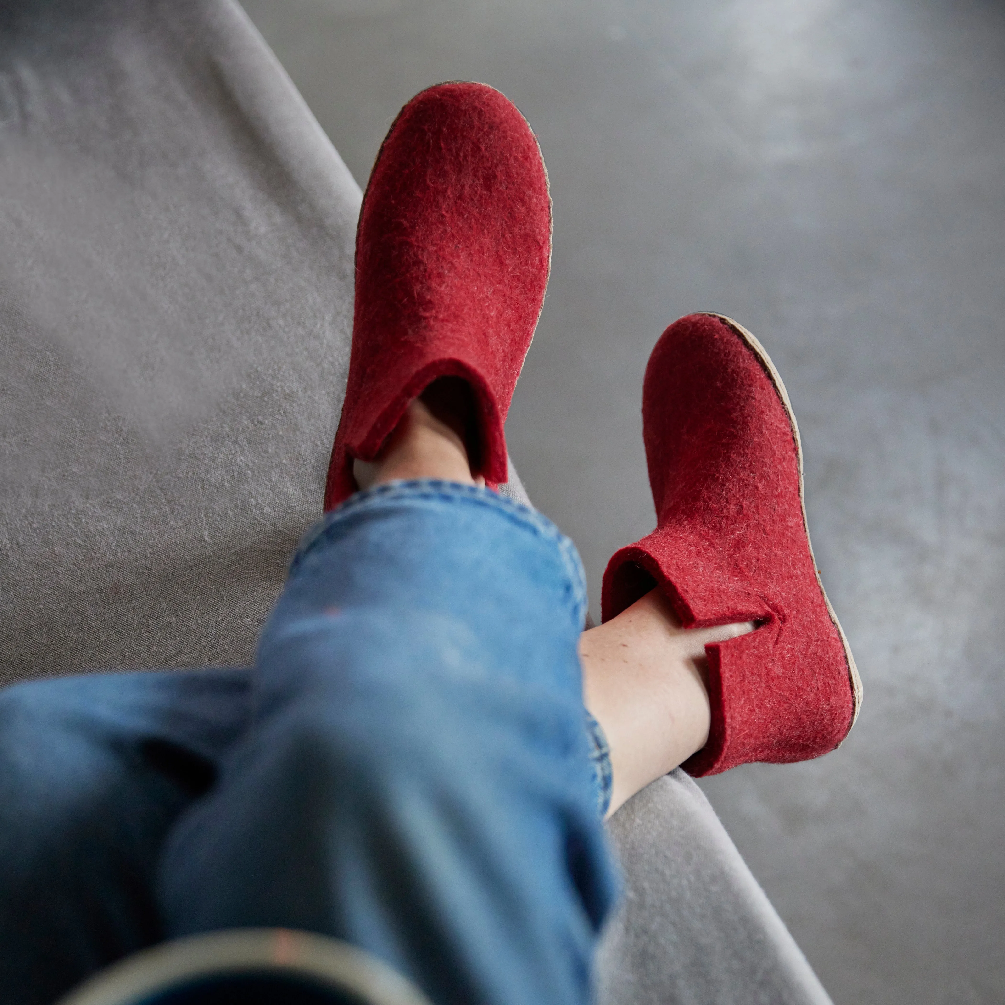 Leather sole boot - Red