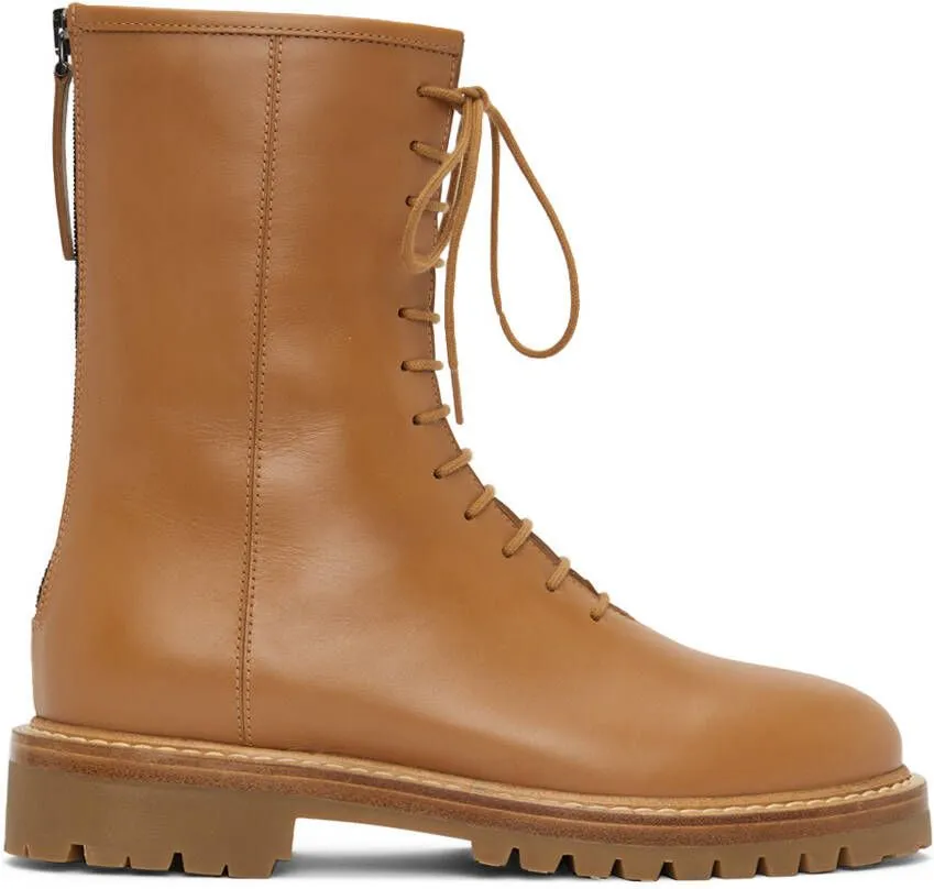 Legres Tan Leather Combat Boots