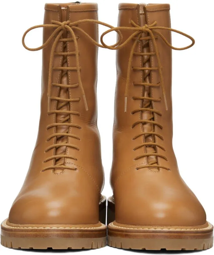 Legres Tan Leather Combat Boots