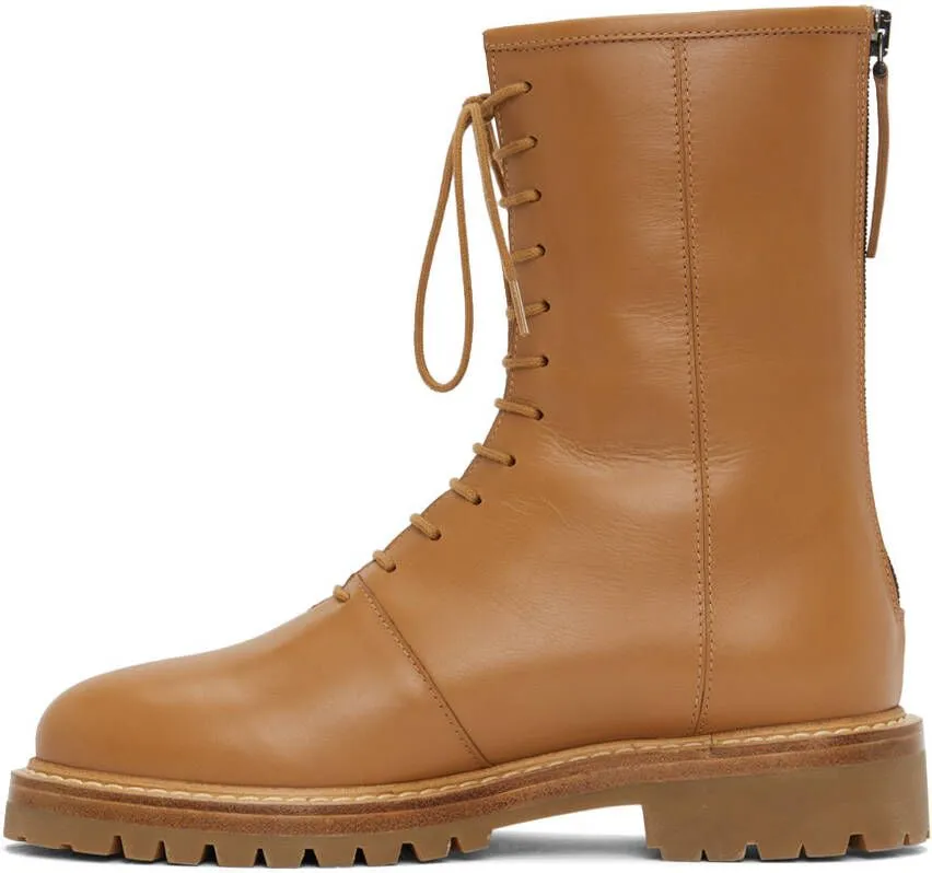 Legres Tan Leather Combat Boots