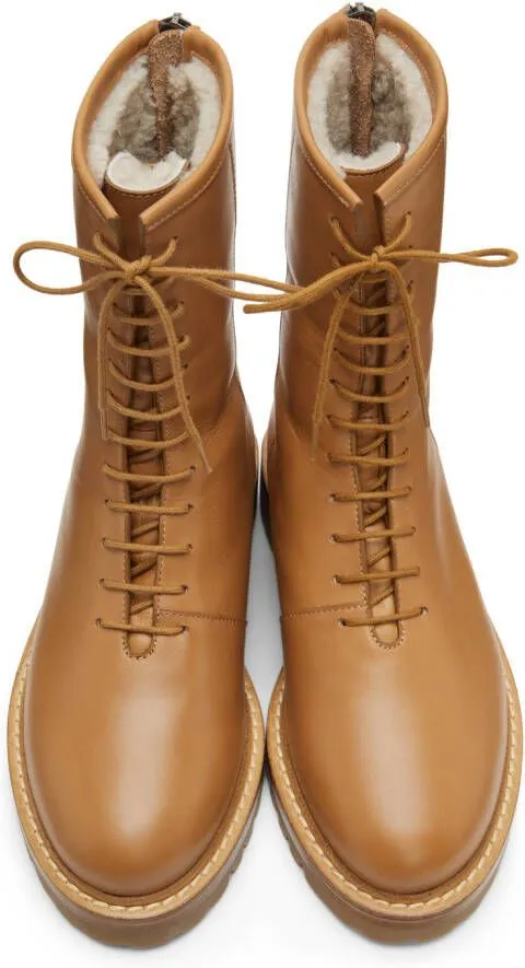 Legres Tan Leather Combat Boots