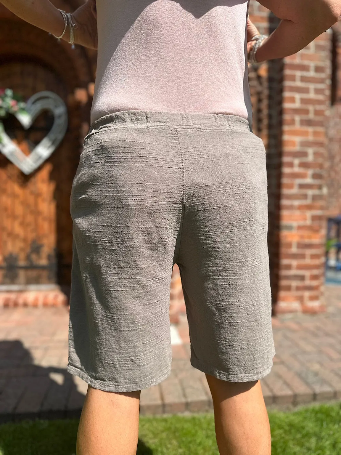 Linen Blend Mocha Shorts