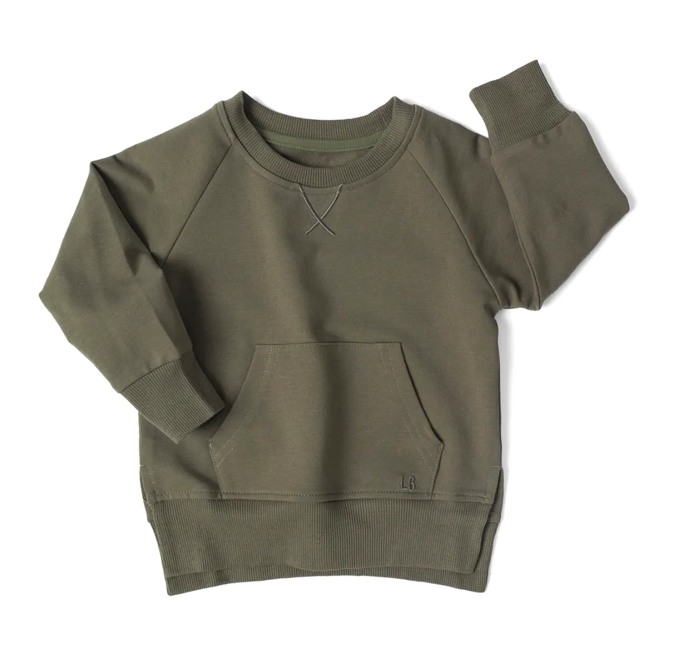 Little Bipsy - Dark Moss Pocket Pullover - Kids Clothing