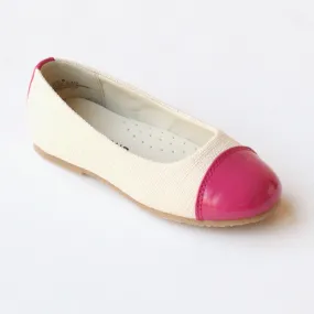 Love Girls C-810 Fuchsia Two Tone Linen Canvas Flats