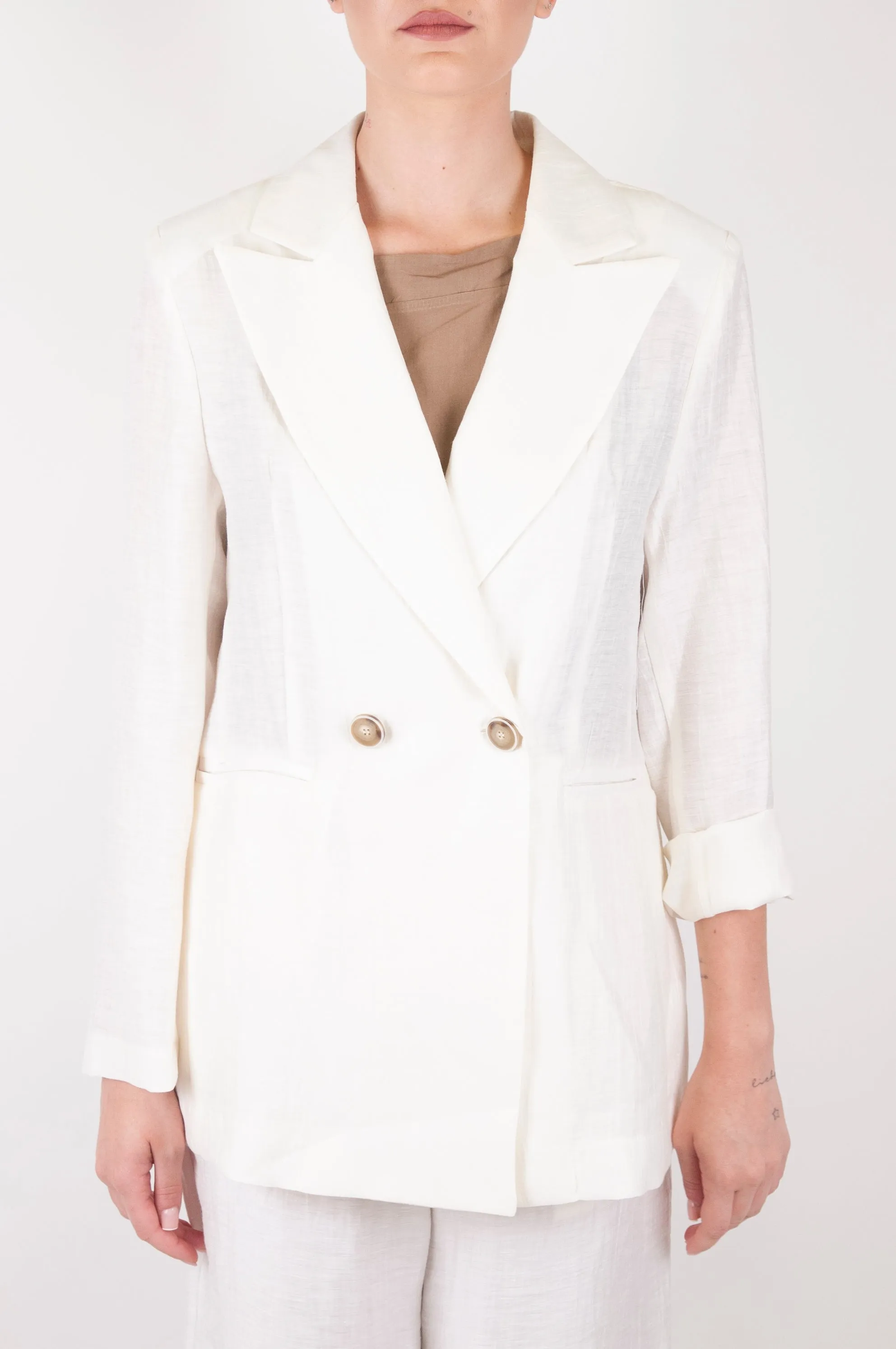 Maryley - Double-breasted linen blend jacket